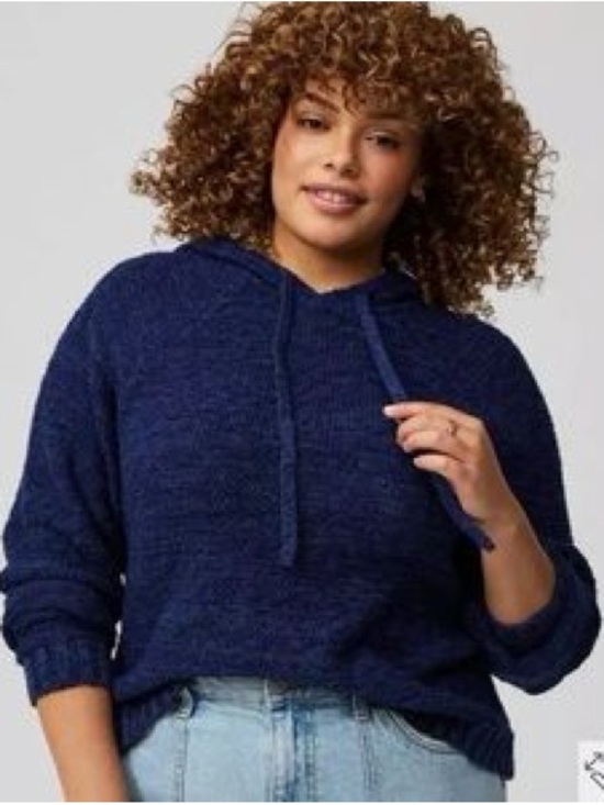 torrid Sweaters - Torrid Textured Boxy Hoodie Sweater Blue 100% Cotton Size 0 (L) NWT